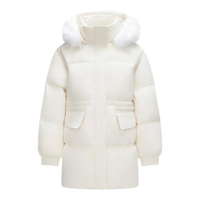 防水防风宽松连帽女羽绒服毛领