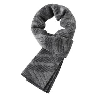 玖纪灰色羊绒围巾短款男士冬季百搭保暖针织小围脖生日礼物礼盒装