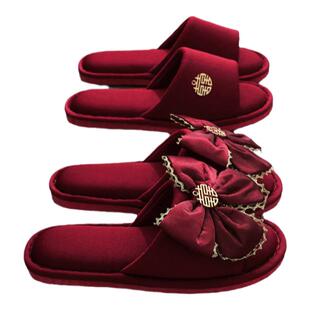 婚庆结婚喜庆红色一对凉拖鞋婚嫁婚礼喜鞋新婚新娘婚鞋轻奢情侣春