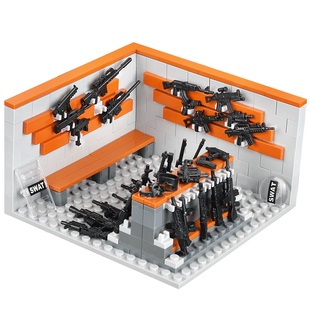 兼容乐高积木军事基地装备武器军火库房特种兵人仔男孩子拼装玩具