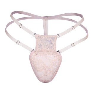 女假阴蕾丝调节臀部后开裆内裤CDTS变装男娘下体隐藏JJ伪娘丁字裤