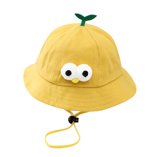 儿童渔夫帽春秋薄款纯棉男女童简约韩版盆帽婴儿可爱卡通遮阳帽