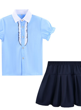 幼儿园园服夏季短袖英伦风表演服