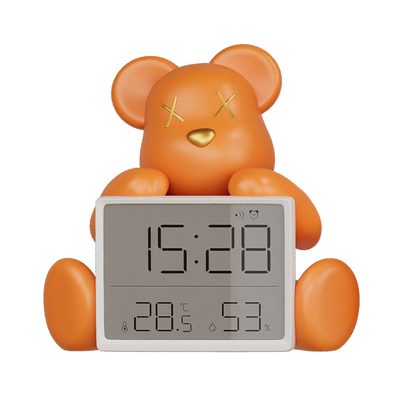 时钟摆件暴力熊温度计室内高颜值