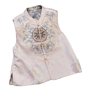 新中式国风刺绣马甲女2025春夏新款复古唐装立领坎肩马夹上衣外穿