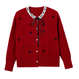 针织衫上衣女秋冬撞色款式短款毛衣开衫时尚百搭翻领打底衫外套