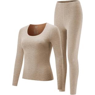 猫人驼绒保暖内衣女款德绒发热秋衣秋裤套装女士加绒加厚冬季打底