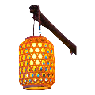 太阳能户外灯庭院吊灯藤编挂树灯花园阳台装饰中式复古仿竹编灯笼