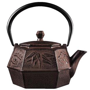 日本龙颜堂南部铁壶六角松树纯手工铸铁壶生铁壶烧水泡茶壶煮水壶