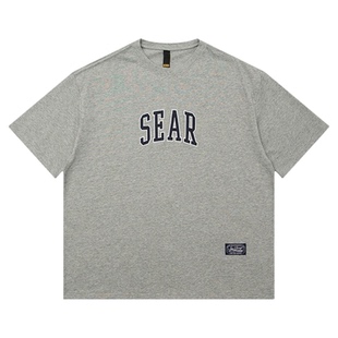 JacPick 300克重磅纯棉英文刺绣短袖T恤休闲宽松圆领百搭字母时尚