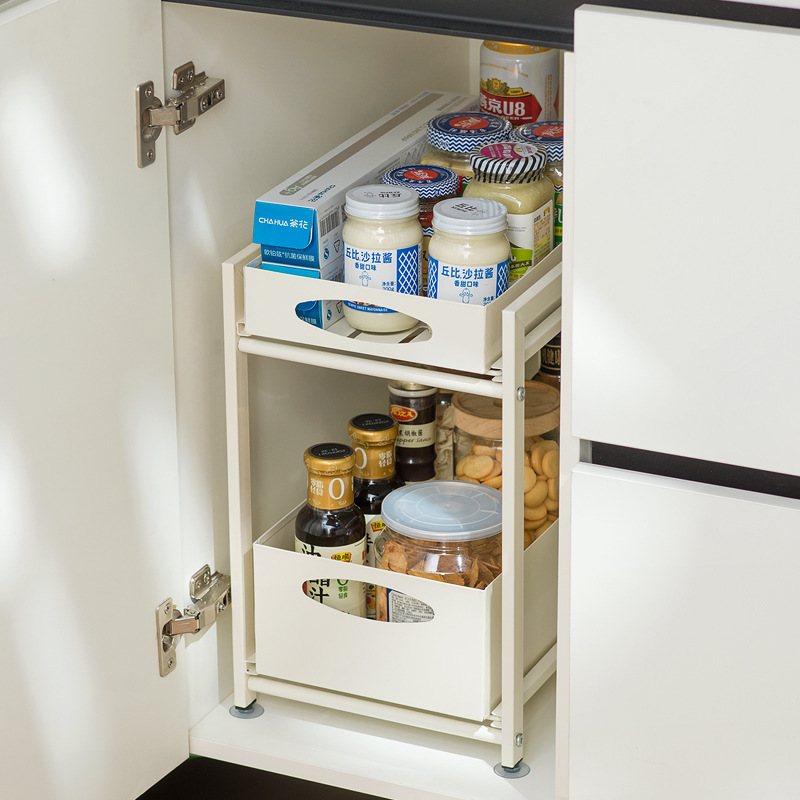 水槽下抽拉式置物架拉篮橱柜架子厨房调料抽屉分层浴室柜厨柜收纳