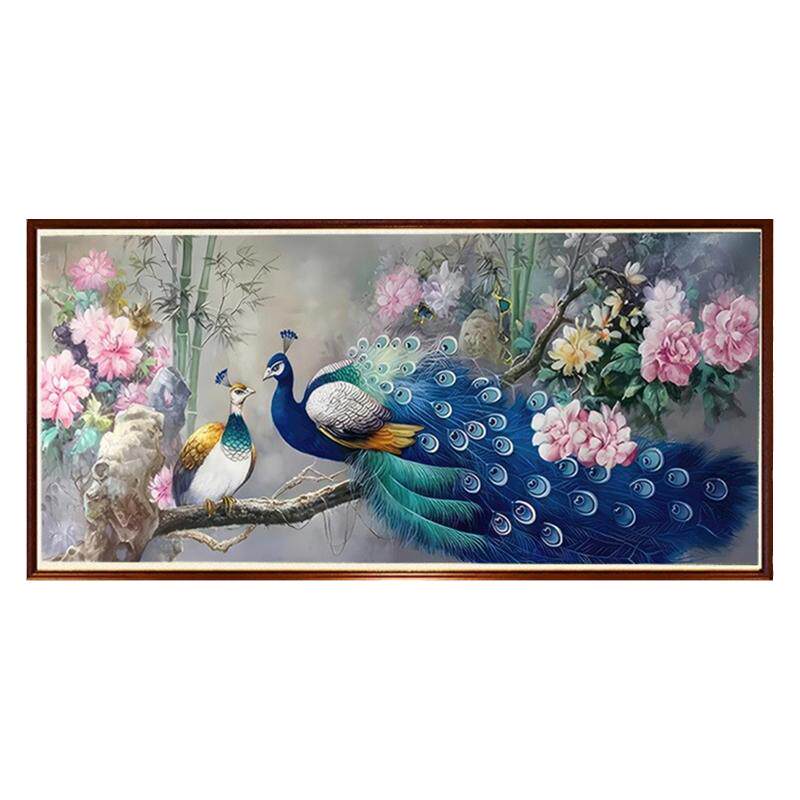 富贵吉祥孔雀牡丹十字绣钻石画