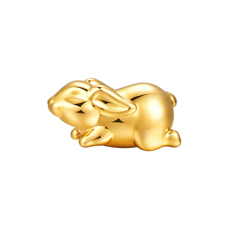 明牌珠宝3D硬金转运珠t黄金十二生肖串珠足金亮面情侣手串AFP0496