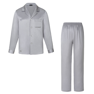 SILKY MIRACLE男士真丝睡衣套装长袖22姆米桑蚕丝家居服可外穿