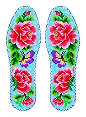 小格新款十字绣鞋垫鸿运玫瑰