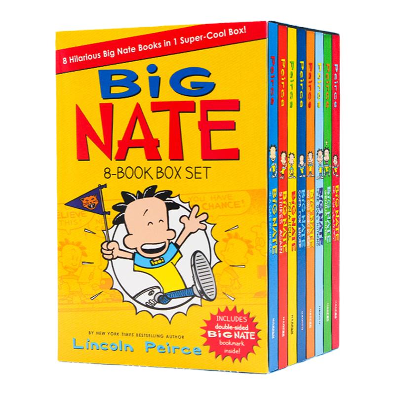 进口英文原版正版 大内特1-8册盒装Big Nate 8-book Box Set 我们班有个捣蛋王漫画故事集儿童章节桥梁书 小屁孩日记作者推荐