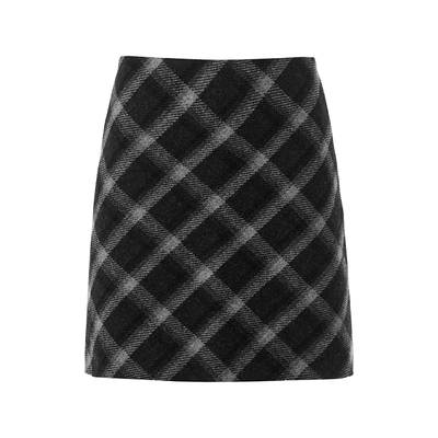 朗姿莱茵福莱尔羊毛格纹半身裙女