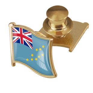 图瓦卢国旗徽章世界各国旗帜胸章商务领徽金属襟章蝴蝶扣镀金胸针