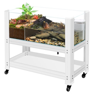 乌龟缸水陆两栖造景生态缸家用大型养龟专用缸黄缘箱底排水带爬台