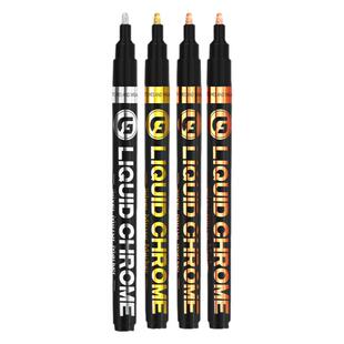 金色油漆笔金属色电镀马克笔不掉色镀金镀银色丙烯马克笔烫镜面反光镀铬古铜红补漆修复高达模型diy涂色改色