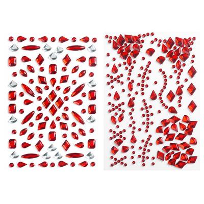 万圣节妆容贴纸儿童血痕妆钻脸贴额头贴钻红色宝石冰块碎钻疤痕贴钻COS鬼新娘闪钻万圣派对恐怖仿真伤疤泪痕