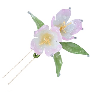 月见草 热缩花簪新中式发簪盘发古风高级感粉色汉服国风发钗u型女