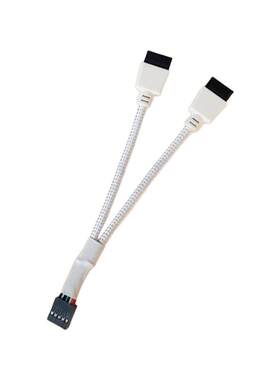 主板USB2.0 9针转双9针一分二 机箱前置USB扩展线 屏蔽线 15㎝