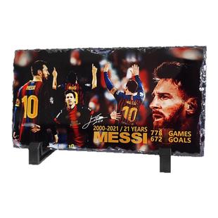 足球爱好者梅西C罗亚马尔周边托蒂纪念品创意天然千层岩摆件礼物