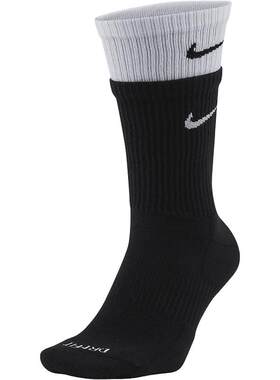 Nike耐克袜子叠袜春潮流黑白拼接高筒男女袜双勾袜DD2795-011