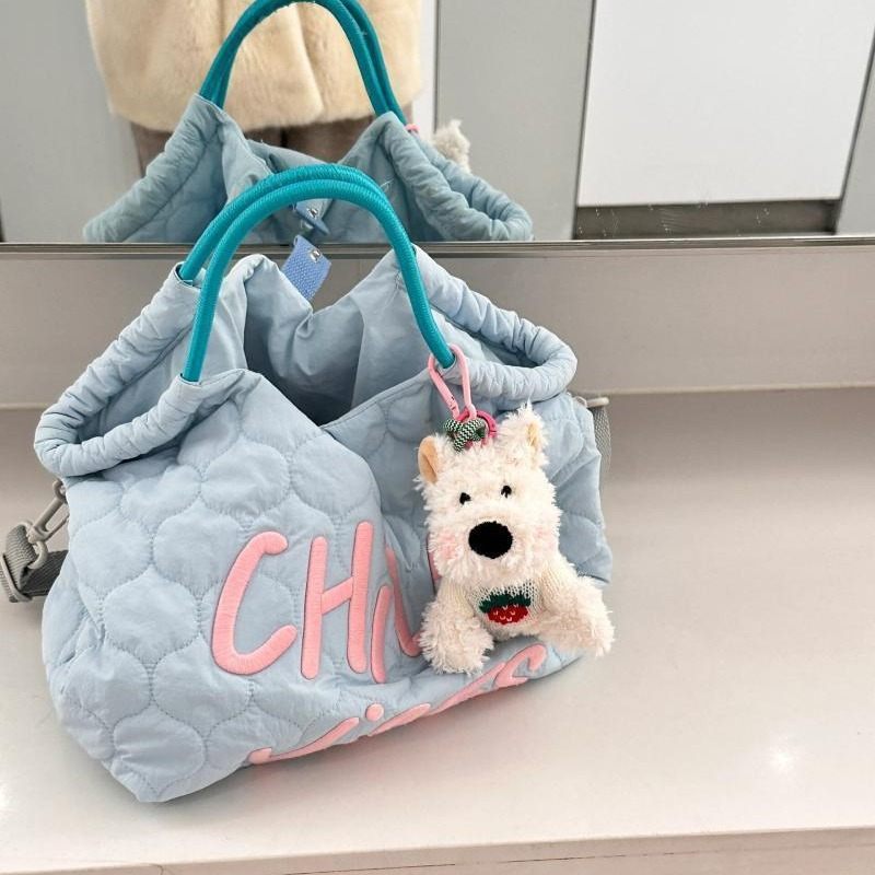 新品 ins韩风简约多巴胺上班大容帆布包包女托特包刺绣单肩包手提