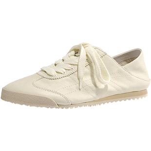 BellaLily牛皮软底鞋女两穿踩跟懒人鞋百搭通勤小白鞋阿甘鞋休闲