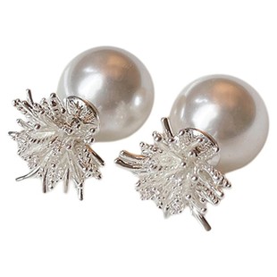 古婷前后双面烟花珍珠耳环女2025新款爆款高级感耳钉轻奢气质耳饰