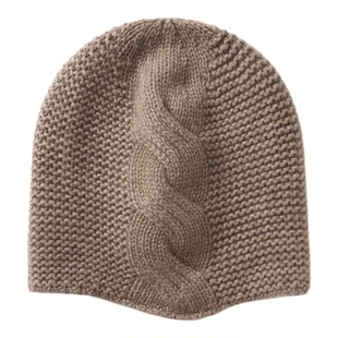 山羊绒轻奢秋冬男女通用高端纯色扭花保暖针织加厚脖套帽子套装