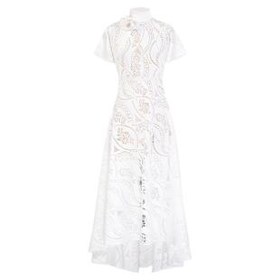 纯白如诗丨一城风絮丨春夏白色蕾丝复古民国风筒子领旗袍婚纱长裙