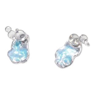 花芽原创水中泡影耳钉2025新款女生s925银针小众轻奢高级感耳饰