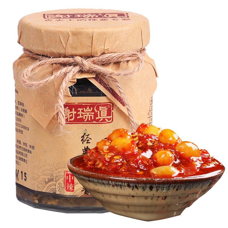 纯正手工农家自制谢瑞真辣椒酱经典中辣花生鲜香辣拌面下饭剁椒酱