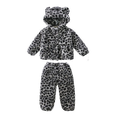 豹纹睡衣冬季三层~夹棉加绒加厚