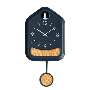 多帝家创意布谷鸟挂钟客厅钟表卧室整点报时钟艺术时钟挂墙摆钟蓝