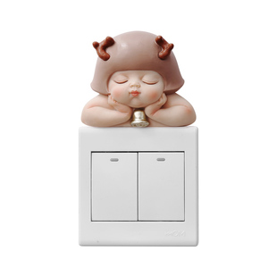 开关装饰墙贴创意可爱遮丑树脂3d立体新家用灯插座边框套小摆件