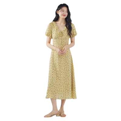 onemore碎花淑女度假裙