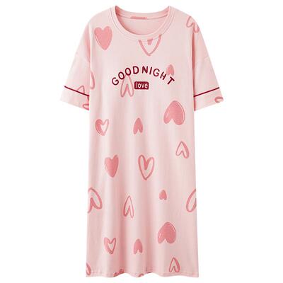 啄木鸟带胸垫睡裙女款夏天性感可爱睡衣夏季短袖纯棉可外穿家居服