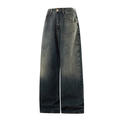 Dream made美式cleanfit冰川蓝牛仔裤男秋季潮牌直筒宽松休闲裤子