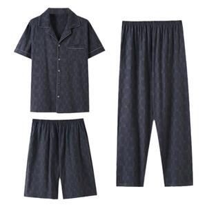 睡衣男款夏季纯棉短袖长裤爸爸夏款大码2024新款男式家居服三件套