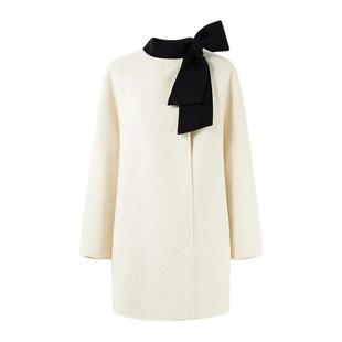 【100%绵羊毛】miu系蝴蝶结羊毛大衣女2025冬新款女双面呢外套