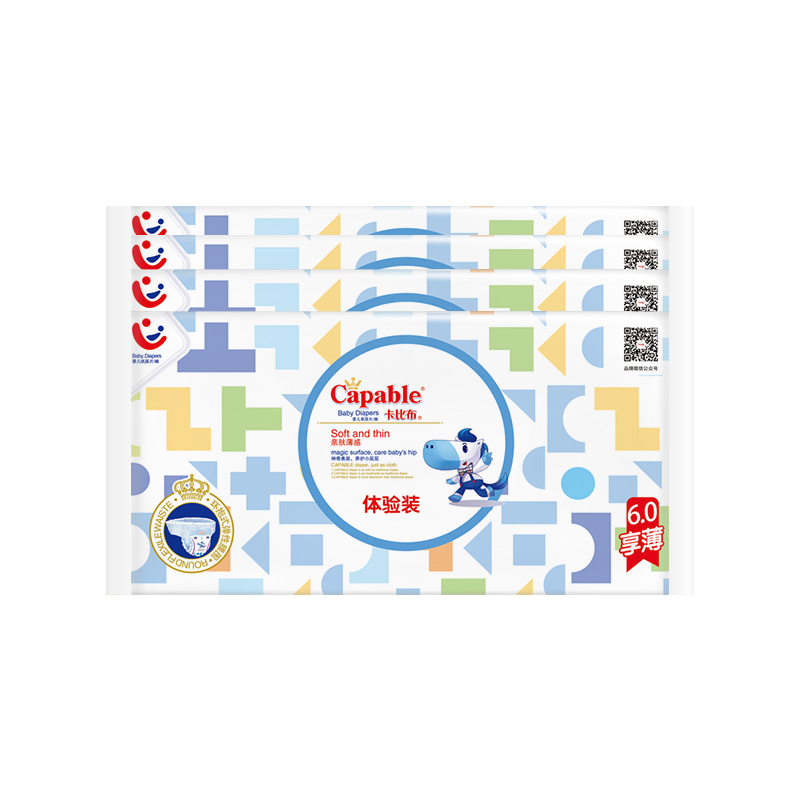 卡比布6.0试用装4片纸尿裤NB超薄透气尿不湿干爽瞬吸拉拉裤XL大码