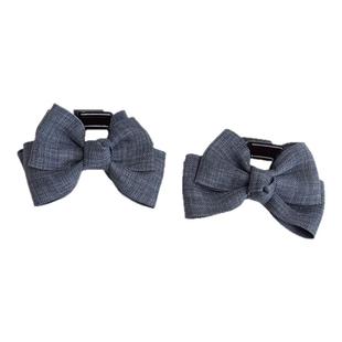 miu系灰西装面料高级感气质蝴蝶结小抓夹精灵耳发夹卡子2025新款