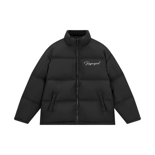 RASP美式花体字潮牌宽松休闲立领情侣款外套保暖宽松羽绒棉服外套