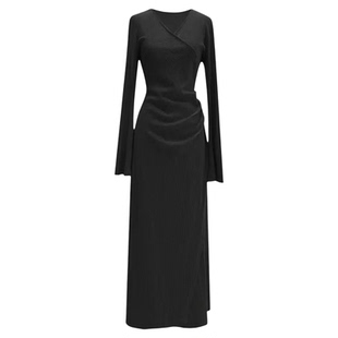 步步生莲鱼尾连衣裙女绝美针织长款裙子秋冬季内搭修身高级包臀裙