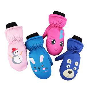 3-10岁冬天儿童闷子并指包指加厚棉保暖防风防水玩雪卡通滑雪手套