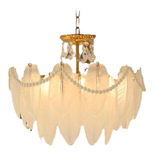 洛西可 法式贝壳玻璃吊灯 复古美式轻奢餐厅卧室客厅珍珠水晶灯具